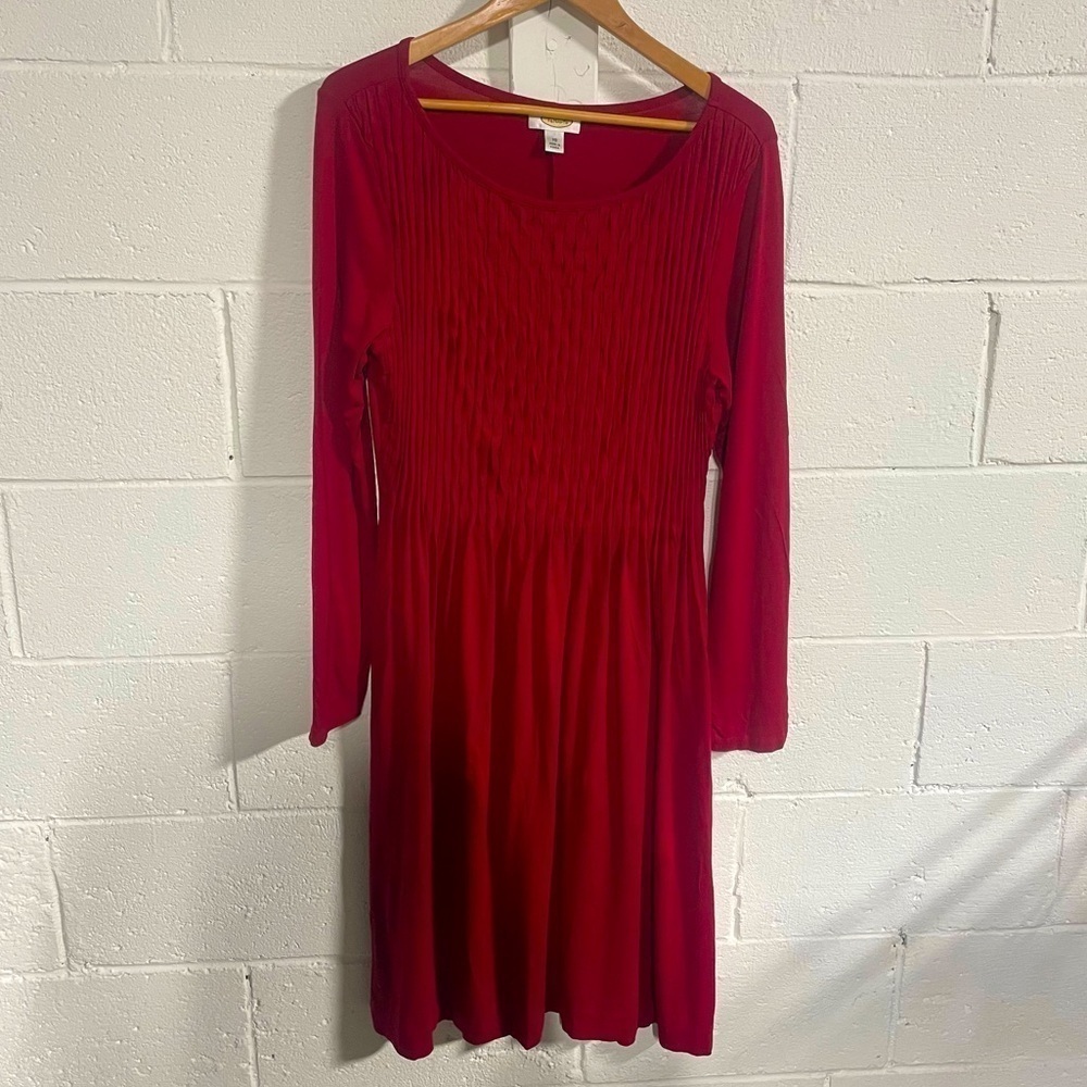 Talbots Red Ruched Long Sleeve Midi Dress Sz 10